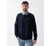 GANT Men's Regular Chambray Heavy Rugger Longsleeved Polo Shirt, Evening Blue, M