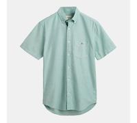 Gant Mens Regular-Fit Classic Short Sleeves Oxford Shirt in Green Cotton - Size X-Large