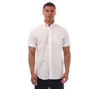 Gant Mens Regular Fit Cotton Linen Short Sleeve Shirt in White - Size Small