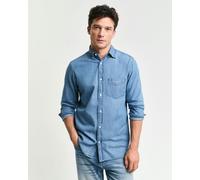 GANT Mens Regular Fit Indigo Shirt - 980 Semi Light Blue - 980 Semi Light Blue - M