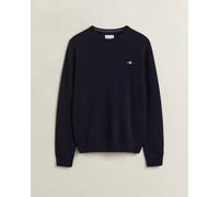 Gant Mens Regular Fit Long Sleeve Logo Detail Jumper in Navy Wool - Size 2XL