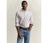 GANT Mens Regular Fit Long Sleeve Oxford Banker Stripe Shirt - 676 Deep Grape Wi