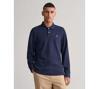 Gant Mens Regular Fit Long Sleeve Shield Logo Pique Rugger - Dark Blue Cotton - Size X-Large
