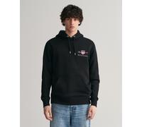 Gant Mens Regular Fit Medium Archive Shield Pullover Hoodie - Black Cotton - Size Medium
