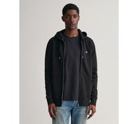 Gant Mens Regular Fit Shield Logo Full Zip Hoodie - Black Cotton - Size Large