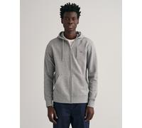 Gant Mens Regular Fit Shield Logo Full Zip Hoodie - Grey Cotton - Size Large