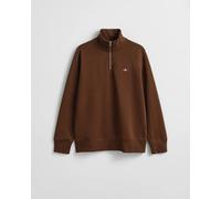 GANT Mens Regular Fit Shield Logo Half Zip Sweatshirt - 229 Mahogany Brown