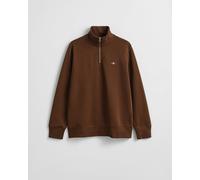 GANT Mens Regular Fit Shield Logo Half Zip Sweatshirt - 229 Mahogany Brown