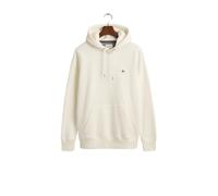 Gant Mens Regular Fit Shield Logo Pullover Hoodie - White Cotton - Size Large