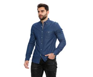 Gant Mens Regular Fit Shirts | The Indigo Shirt - L / Navy