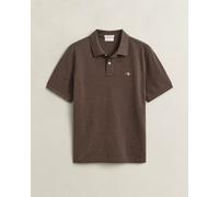 Gant Mens Regular Fit Short Sleeve Logo Detail Polo Shirt in Dark Brown Cotton - Size Large