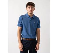 GANT Mens Regular Fit Short Sleeve Shield Logo Pique Polo - 442 Vintage Blue
