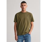 Gant Mens Regular Fit Short Sleeve Shield Logo T-Shirt - Khaki Cotton - Size Medium