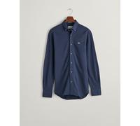 Gant Mens Regular Jersey Pique Shirt in Navy Cotton - Size Medium