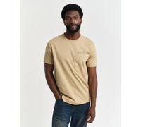 Gant Mens Short Sleeve Printed Graphic T-Shirt - Beige Cotton - Size Medium