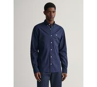 GANT Mens Slim Fit Long Sleeve Poplin Shirt - 410 Marine - 410 Marine - M