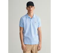 Gant Mens Slim Fit Short Sleeve Shield Logo Pique Polo - Blue Cotton - Size Large