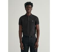 Gant Mens Slim Fit Short Sleeve Shield Logo Pique Polo - Black Cotton - Size Medium