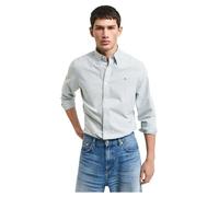 GANT Men's Slim Oxford Banker Stripe Shirt, Deep Forest Green, S