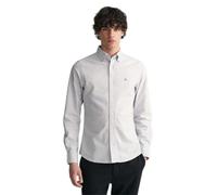 Gant Mens Slim Fit Oxford Banker Stripe Shirt - Blue Cotton - Size Large