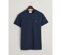 Gant Mens Slim Pique Short Sleeve T-Shirt - Navy Cotton - Size Large