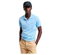 Gant Mens Slim Fit Short Sleeve Shield Logo Pique Polo - Blue Cotton - Size Large