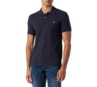 Gant Mens Slim Fit Short Sleeve Shield Logo Pique Polo - Blue Cotton - Size Large