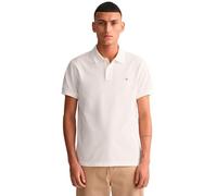 Gant Mens Slim Fit Short Sleeve Shield Logo Pique Polo - White Cotton - Size 2XL