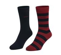 Gant Mens Socks 2-Pack Barstripe & Solid Sock - Port Red Navy 7-12 UK