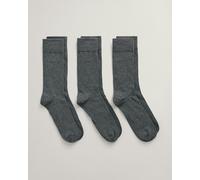 GANT Mens Soft Cotton Socks 3-Pack - 90 Charcoal Melange - 90 Charcoal Melange - UK6-8 EU40-42 US8-10