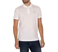 Gant Men's Solid Pique Rugger Regular Fit Short Sleeve Polo Shirt, White, Large (Manufacturer Size: Large)