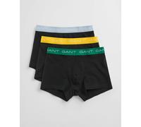 GANT Mens Stretch Cotton Jersey Trunks with Coloured Waistbands 3-Pack - 5 Black - 5 Black - XL