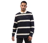Gant Mens Striped Heavy Rugger Polo Shirt in Navy-White Cotton - Size Large