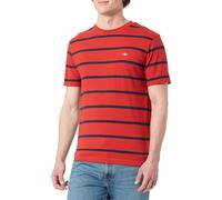 GANT Men's Striped Ss T-Shirt, Ruby red, XXL