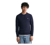 Men's Gant Superfine Lambswool Crew Neck Knitwear Dark Navy Melange - Blue - Size: 40