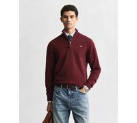 GANT Mens Superfine Lambswool Half Zip Cardigan - 677 Bordeaux Melange