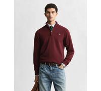 GANT Mens Superfine Lambswool Half Zip Cardigan - 677 Bordeaux Melange - 677 Bordeaux Melange - M
