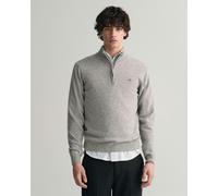 GANT Men's Superfine Lambswool Half-Zip Knit, Grey Melange, XL