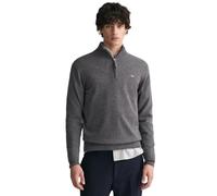 GANT Men's Superfine Lambswool Half Zip Pullover Sweater, Charcoal Melange, L