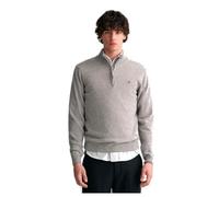 GANT Men's Superfine Lambswool Half Zip Pullover Sweater, Grey Melange,