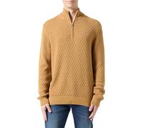 GANT Men's Textured Cotton Half Zip Pullover Sweater, Dark Almond, M