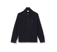 GANT Men's Textured Cotton Zip Cardigan Sweater, Evening Blue, L