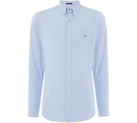 GANT Men's The Oxford Shirt REG BD Regular Fit Plain Button Down Long Sleeve Sport Shirt, Blue (Capri Blue), Large (Manufacturer Size: L)