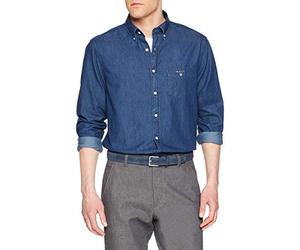 GANT Men's The Regular Indigo Shirt Regular Fit Plain Button Down Long Sleeve Casual Shirt, Blue (Dark Indigo), Medium (Manufacturer Size: M)