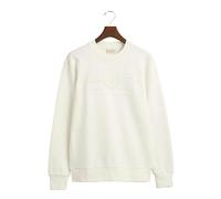 Gant Mens Tonal Logo Crew Neck Sweatshirt - Cream - L - Cream - 100% Cotton