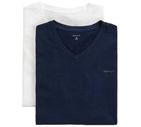 GANT Men's V-Neck T-Shirt 2-Pack Underwear, Navy/White, One Size (Pack of 2)