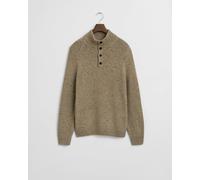 GANT Mens Wool Blend Neps Half Buttoned Jumper - 295 Dk. Sand Melange - 295 Dark Sand Melange - L