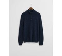 GANT Mens Wool Blend Neps Half Buttoned Jumper - 433 Evening Blue - 433 Evening Blue - XL