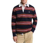 GANT Men's Yarn Dyed Striped Heavy Rugger Polo Shirt, Evening Blue, L