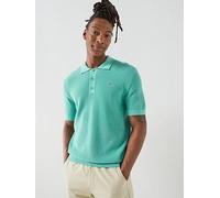 GANT Micro Textured Cotton Knitted Short Sleeve Polo Shirt, Aqua, Size 2Xl, Men Aqua